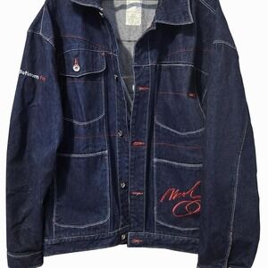 Vintage Platinum FUBU Muhammad Ali Denim Jacket XL Y2K Streetwear‎